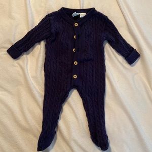 Navy Knit Footies/Bodysuit, 0-3 Months